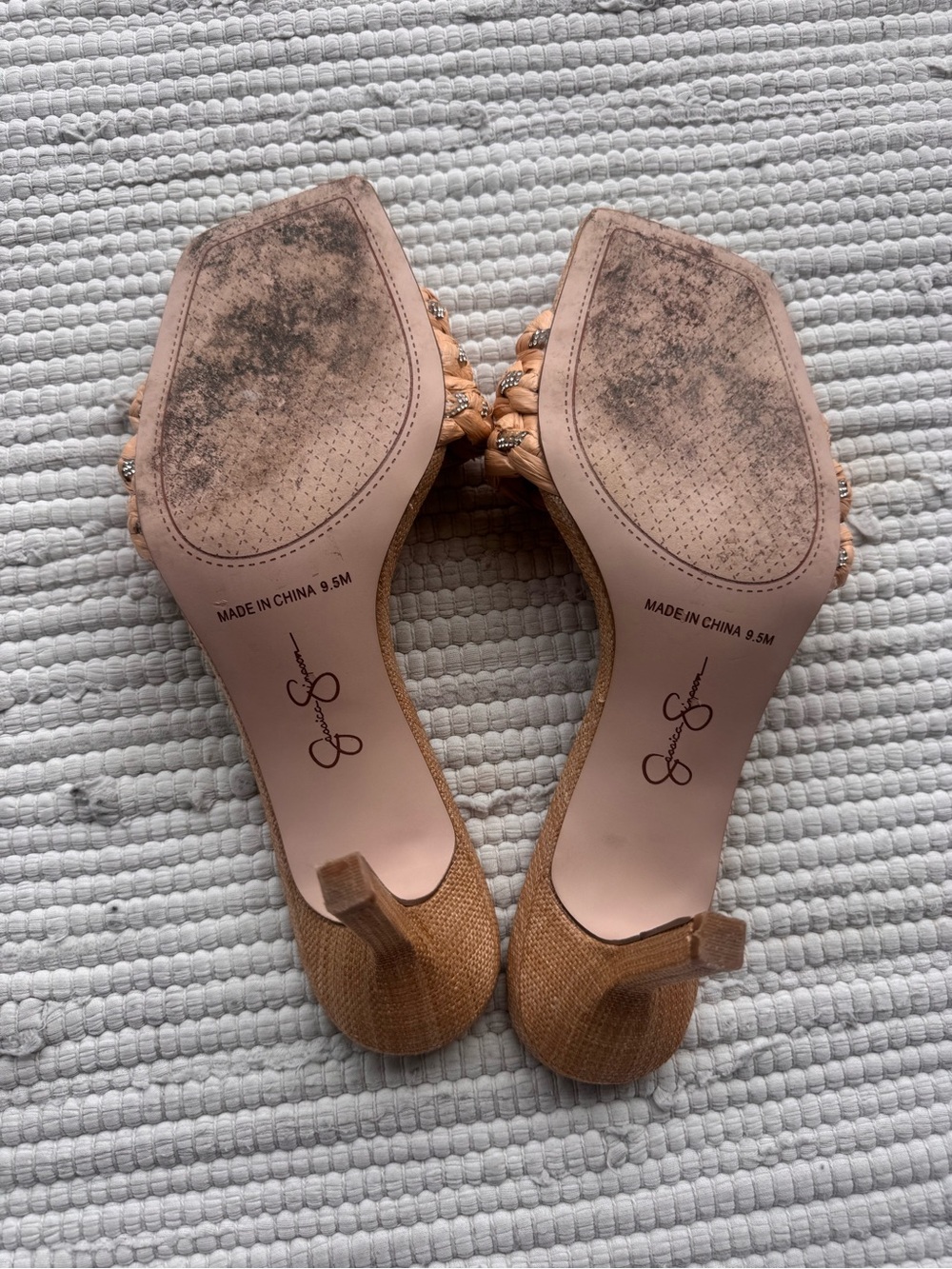 Jessica Simpson Raffia Rhinestone Mule Heels 9.5M - Picture 8 of 9